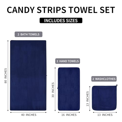 NALIVO Extra Large Bath Towel Set of 6 (40"x80"),Oversized Bath Sheet Super Soft Highly Absorbent Microfibers Quick Dry Luxury Shower Towel for Bathroom Spa Gym Hotel Yoga(Navy Blue, 6Piece) by NALIVO - Image 8