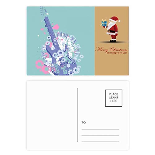 Cartes postales guitare Père Noël pack de 20 à offrir aux musiciens