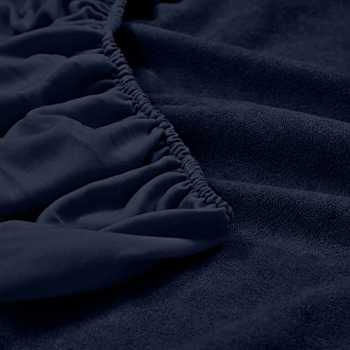 Image of Amigos 100% Waterproof Ultra Soft Cotton Feel Terry Mattress Protector King Size 72 inchx 72 inch | Breathable Hypoallergenic Elastic Fitted Mattresses Cover (72x72, Navy Blue)