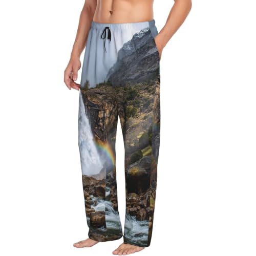 Pantalon pyjama homme doux 3XL avec poches bas de nuit ample cascade colorée