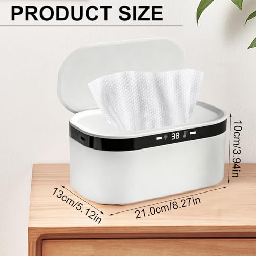 Suevut Feuchttuch Wärmer, 3 Heizstufen & Konstanttemperatur 10W USB Wipes Warmer mit LED-Nachtlicht Schnellheizung, USB Baby Wischtuchwärmer für Auto, Babyzimmer, Reisen