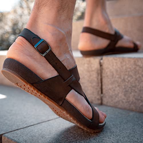 Harssidanzar Leather Sandals For Mens Summer Comfortable With Casual GMUK202,Brown,size 8.5 - Image 5