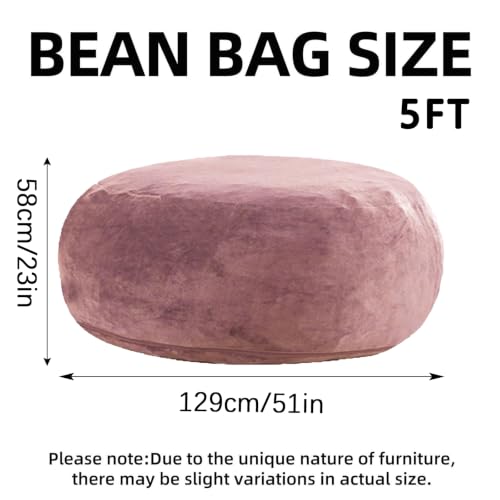 Image of Extra Large Bean Bag Chairs for Adults,5FT,Bean Bags with Filler Included,Memory Foam Chair,Soft and Comfortable Jumbo Bean Bag,Leisure Chair Suitable for Bedroom and Balcony Dormitory (Pink, 5 Foot)