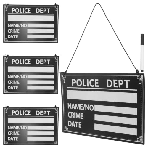 HOMOCONO Prisoner Mugshot Photo Booth Prop with Writable Paper Board and Erasable Pen, Classic Prison Stripes and Bold Numbers, for Cosplay and Short Film Character Immersion