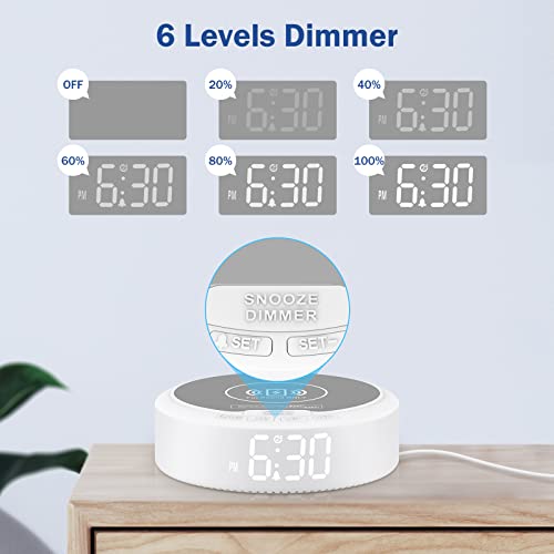 Reacher Small Wireless Charging Alarm Clock With Dimmable Digital Led Display, Easy To Use, Plug In Simple Clock For Bedroom, Bedside, Office (White) #TOP3
