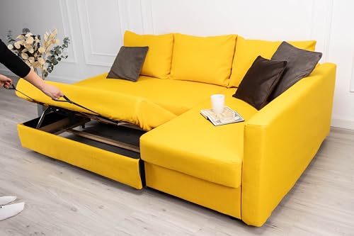 Miniatura 5 de Masters Of Covers Funda De Repuesto Sofá Cama De Esquina Friheten, Chaise Longue Izquierda Derecha, Ajuste Individual, Tela Resistente, 230 X 68 151 X 66 Cm Amarillo, Poliéster