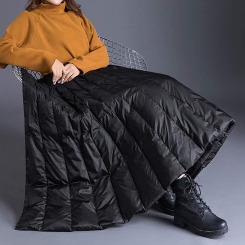 ebossy Women's Insulated Long Down Skirt Winter Windproof Warm Padded A-Line Skirt4