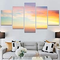 SIGNWIN 5 Panel Canvas Wall Art Modern Art Coastal Colorful Multicolor Photography Romantics Sunset for Home Decorations Ready to Hang - 60