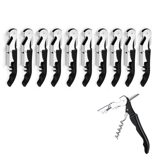 ApribotTiglie di Vino, Cavatappi Professionale Set Apribottiglie di Vino, Cerniere in Acciaio Inossidabile Chiave di Vino per Camerieri del Ristorante, Sommelier, Baristi (black 10 pieces)