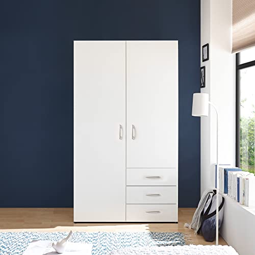 HARRY Kleiderschrank Weiß - Vielseitiger Drehtürenschrank 2-türig für Ihr Schlafzimmer - 101 x 176 x 51 cm (B/H/T)