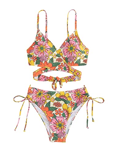 WDIRARA-Womens-2-Piece-Set-Floral-Print-Wrap-Front-Swimwear-Crisscross-Bikini-Swimsuit