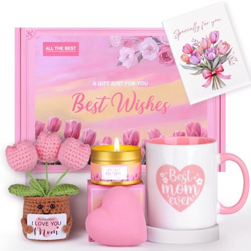 MUJUZE Geschenk Mama Weihnachten,Mama Tasse Geschenkset mit Stricken Tulpen Puppe,Beste Mom Geschenke zum Geburtstag Ideen,Geschenkideen für zum Geburtstag Mutter,Muttertagsgeschenke,Gift for Mom