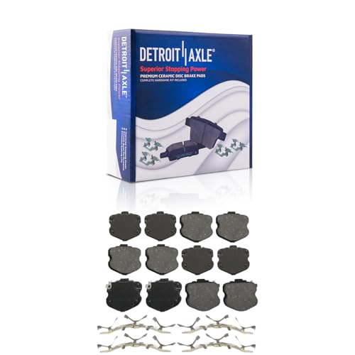 Image of Detroit Axle - Front Brake Pads for 06-13 Chevrolet Corvette [Z06 / Grand Sport Models], Ceramic Brake Pads w /Hardware 2006 2007 2008 2009 2010 2011 2012 2013 Replacement