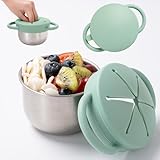 Bufilea 1 Pack Snack Containers for Toddlers, Stainless Steel Toddler Snack Cups with Silicone Food Catcher & Lids,Snack Cups for toddlers Spill Proof