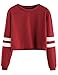 SweatyRocks Women's Striped Long Sleeve Crewneck Crop Top Sweatshirt