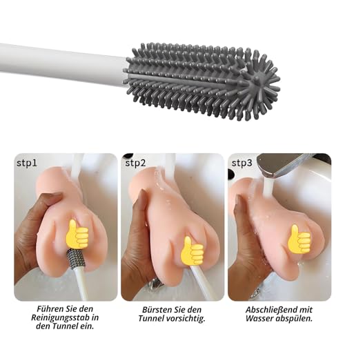 SXOVO Reinigungsbürste für Masturbator Männer, 22.5cm Sex Toy Cleaner für Taschenmuschi Sexpuppe Torso Fake Vagina Anal Tunnel Reinigung, Zubehör für Männer Sex Sexspielzeug