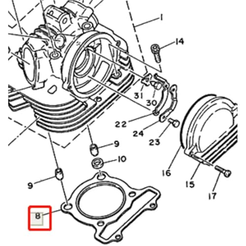 Joint de culasse moto pour Yamaha SR250 XT250 remplace 3Y1-11181-09-00 - 2