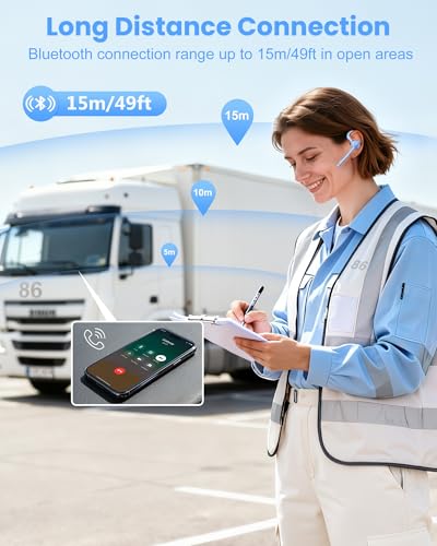 Image of New Bee Bluetooth Headset, Single-Ear Bluetooth Earpiece for Cell Phone Calls, Dual Mic with Mute Button, 72H Talk Time, 500mAh Charging Case Wireless Headset for Phone and Laptop