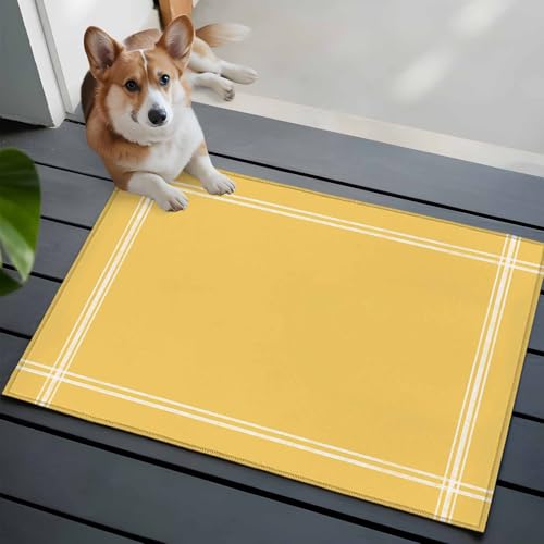 Tapete amarillo 2x3 pies lavable antideslizante miniatura 1