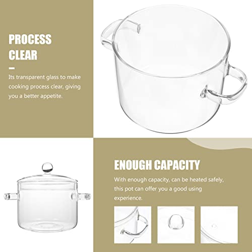 GANAZONO Glass Cooking Saucepan Stovetop Borosilicate Glass Cooking Pot with Lid and Handle Kitchen Pot for Pasta Noodle Soup Milk - Image 3