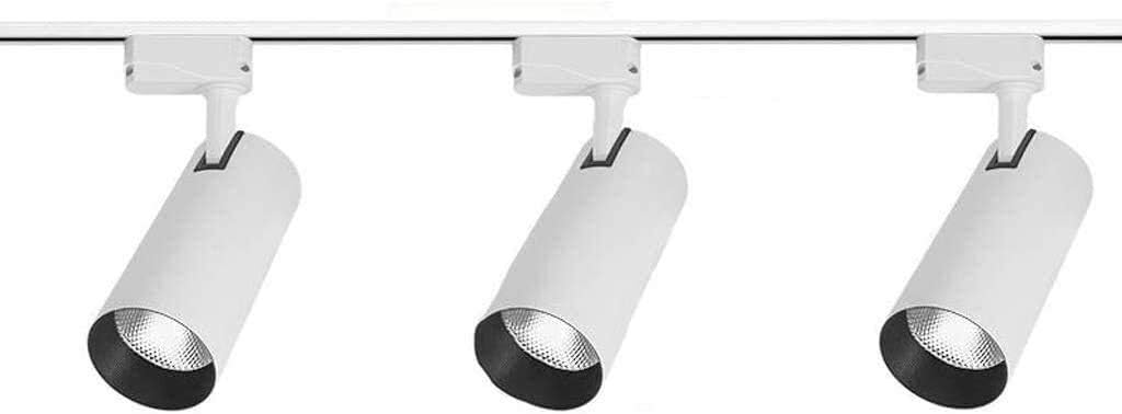 Complete Track Lighting Kits Straight Bar 3-Light Track Lighting Kit | Modern Flexible Ceiling Spotlight with 1M Track | for Living Room Bedroom Kitchen Artwork Display(20w White White Light)