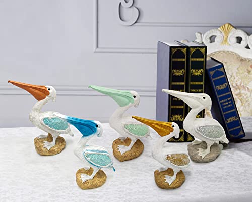 Usupgift Resin Pelican Blue Bird On A Stone With Glass Wings Statue Figurines (5.7"X4.1"X 2.4") For Gifts Home Bathroom Living Room Garden Desk Decor #TOP5