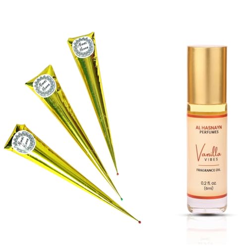 Almas 3 pack henna conos con perfume roll on vainilla miniatura 1