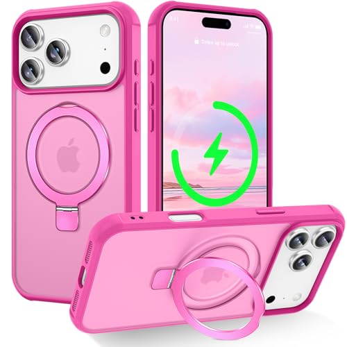 CHAOFEnG Compatible with iPhone 18 Pro Max Case with Stand, Rose Red