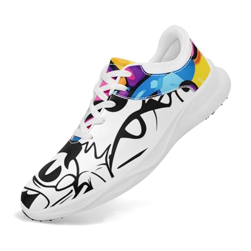 Spikeless Golf Shoes for Men, Women's Breathable Abstract Art Non-Slip Sports Walking Shoes with Ventilation Golf Sneakers