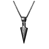 ONLYJUMP Arrowhead Pendant Chain Necklace for Mens Set Black & Silver Tone & Gold Tone Necklace Stainless Steel Spear Point Jewelry for Jewelry Gifts (Black)