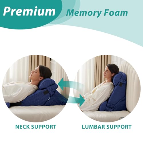 Bedluxe Adjustable 4pcs Bed Wedge Pillow Set, Memory Foam Wedges Pillow Post Surgery for Back, Neck, Leg Pain Relief, Pillows Wedge for Sleeping, Sitting up in Bed, Acid Reflux and GERD, Navy Blue - Thumbnail 4