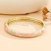 Cloisonne Bracelet For Women, Chunky Bangle Trendy Cute Flower Enamel Bangles Multi Tone Engraved Cuff Gold Plated Bracelets Stackable Wife Jewelry Friendship Gift (Light Blue, One Size) #4