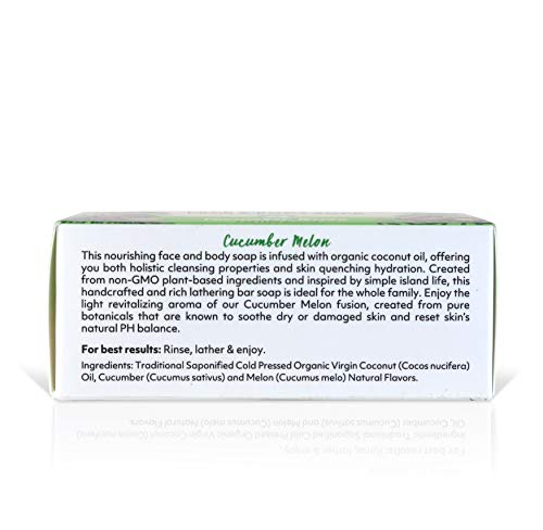 Organic Fiji 833884000862 Coco Fiji Soap Bar For Face And Body Infused With Organic Coconut Oil, Cucumber Melon thumb #1