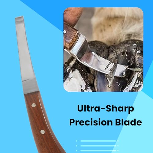 Image of Hoof Knife with Comfortable Wooden Handle - Ergonomic Grip for Horse Farriers and Horse Hoof and Horseshoe Trimming