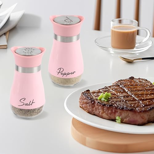 HZPZPP Salz- und Pfefferstreuer Set, Rosa, 4 Stück, Glas – Ansicht 2