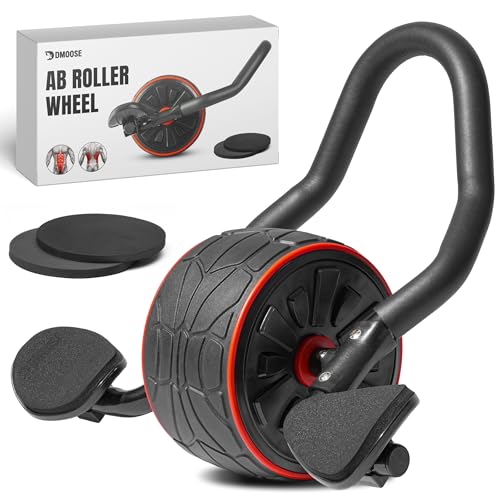 DMoose Fitness Ab Roller Wheel with Elbow Support & 2 Knee Pads – Abdominal Exercise Trainer for Core Strength Training – Ultimate Abs Workout Equipment for Home and Gym-Ab Machine for Men and Women