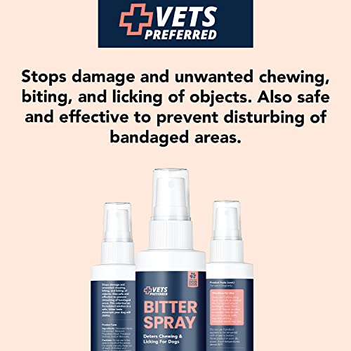 Vets Preferred Bitter Spray for Dogs - Anti Chew, Licking and Biting Spray – Deter Licking and Chewing Furniture Spray – 8 Oz