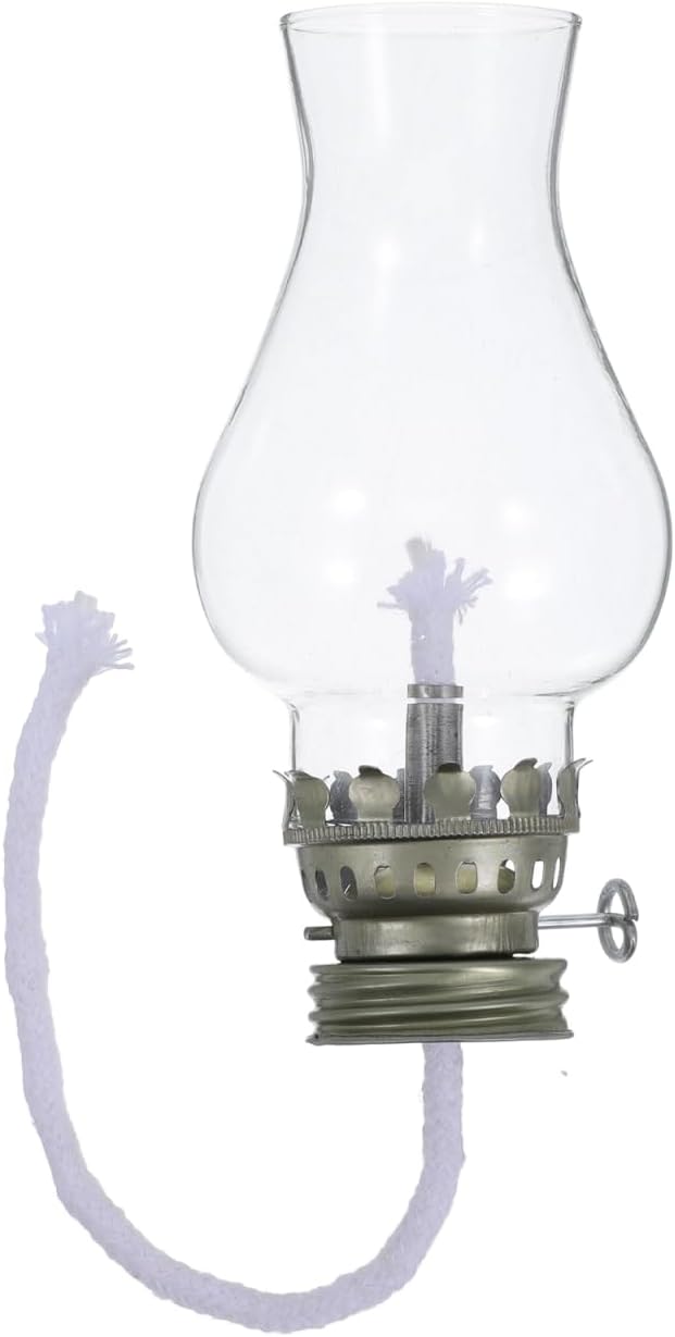 ULTECHNOVO Vintage Kerosene Lamp Accessories with Adjustable Wick Holder and Glass Chimney 4.13X1.96 Inch Oil Lamp Replacement Parts for Indoor Home Decor and Emergency Lighting