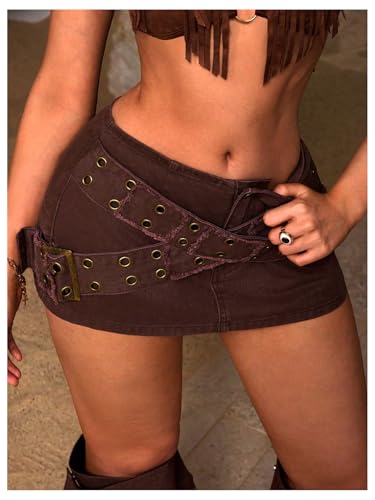 Milumia Women's Criss Cross Mini Denim Skirt Y2k Low Waist Jean Skirts4