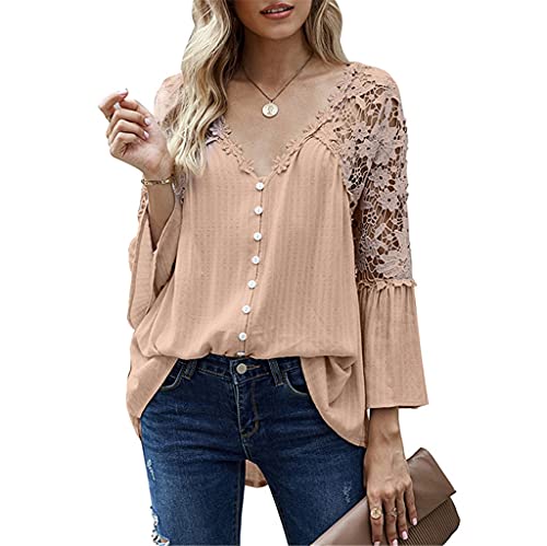 Pullover col V en dentelle confortable contre le froid