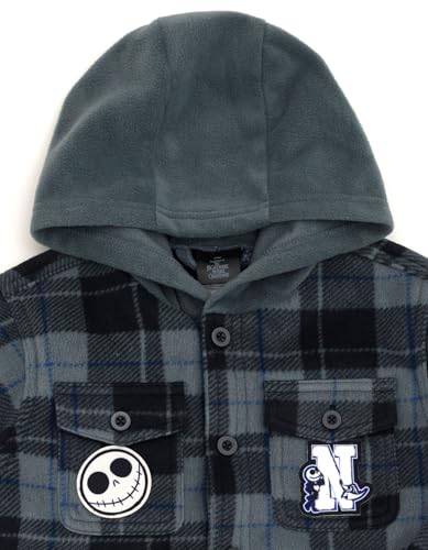 Disney Nightmare Before Christmas Plaid Flannel Hooded Shacket with Fleece Lining Toddler to Big Kid Sizes (3T - 14-16)3