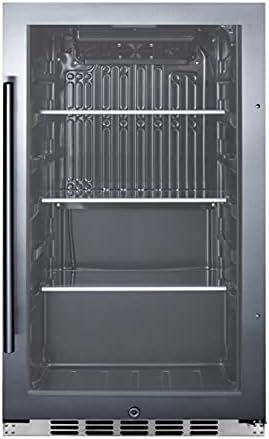 Summit Appliance SPR488BOSH34CSS Shallow Depth Indoor/Outdoor Beverage Cooler, Built-In Capable, Automatic Defrost, Double Pane Tempered Glass Door, LED Lighting, Adjustable Thermostat, Installed Lock