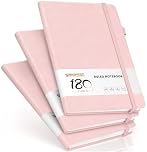 Smarpau Lined Journal Notebook A5, 3 Pack Hardcover Leather Journal with 540 Pages Thick Paper No Bleed, Composition Notebooks for Women Men Work School Writing, 14.5 x 21cm - Light Pink