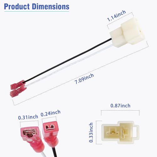 Jayubien 72-9301 Car Front Door Speaker Adapter Compatible with Toyota Sequoia Camry Corolla Mitsubishi Mirage Hyundai Elantra Sonata Kia Optima Speaker Wire Harness Connector 2Pin 4PCS - Image 5