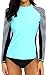 CharmLeaks Women's Long Sleeve Rashguard UPF 50 Sun Protection Swimsuit Top Striped Swim Shirts