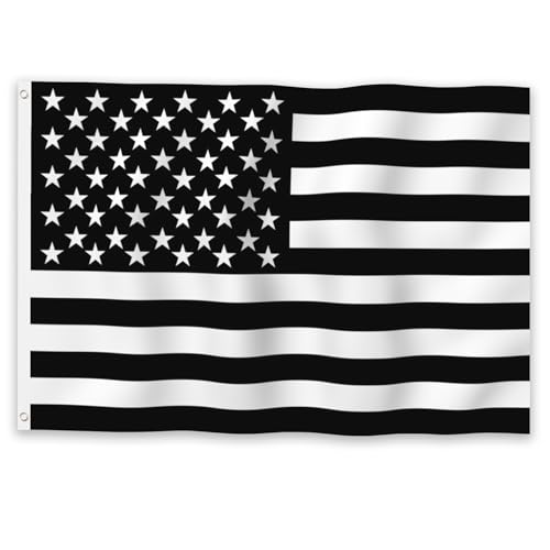 YongFoto Black and White American Flag 1x1.5ft USA US Flags for Holiday Celebrations Banner Home Outdoor Garden Porch Party Decoration, National Flags with 2 Sturdy Grommets Precision Machine Stitched