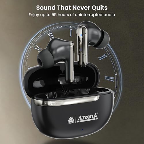 Image of AROMA TWS7 Star V5.4 Upto 60Hr Playtime*, ENC, Dual Paring, Fast Charging, Heavy Bass Bluetooth