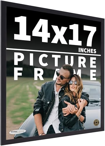 Poster Palooza 14x17 Contemporary Black Complete Wood Picture Frame with UV Acrylic Plexiglass, Foam Board Backing & Hardware Included