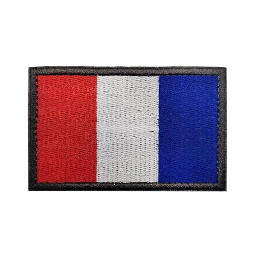 Militaire Écussons Drapeau France Tactique, Brodé à Repasser ou à Coudre Patch pour brassards et sacs à dos avec fermeture Velcro
