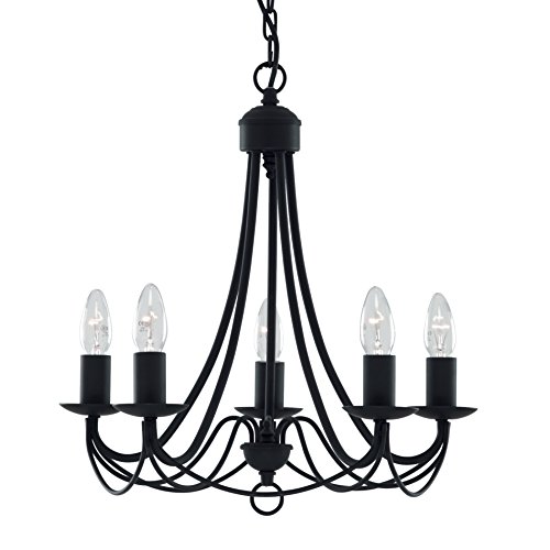 Searchlight Maypole - 5 Light Multi Arm Deckenanhänger Schwarz, E14